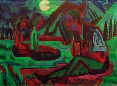 Mondnacht; Handorgler v Mondnacht od Ernst Ludwig Kirchner
