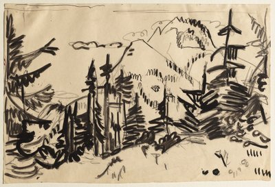 Horská krajina s jedlemi od Ernst Ludwig Kirchner