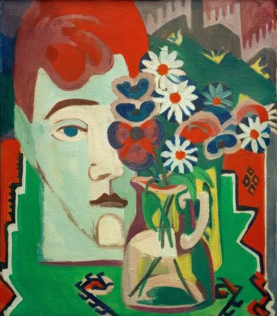 Millerova hlava s květinami od Ernst Ludwig Kirchner
