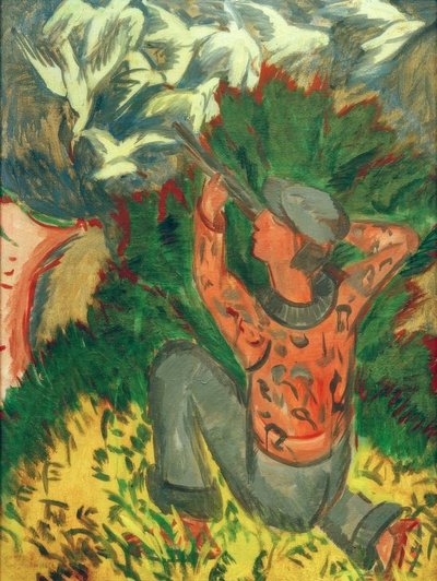 Lovci racků v lese od Ernst Ludwig Kirchner