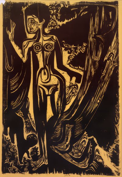 Nahá žena v lese od Ernst Ludwig Kirchner