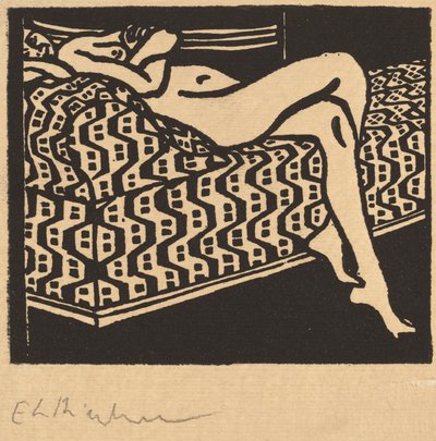 Nahá dívka ležící na pohovce od Ernst Ludwig Kirchner