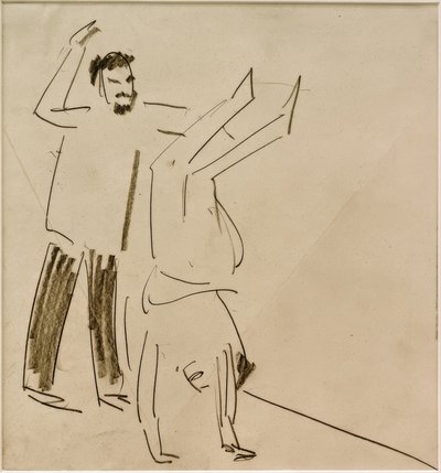 Bez názvu (muž s dívkou ve stojce) od Ernst Ludwig Kirchner
