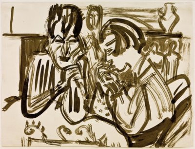 Pár u stolu od Ernst Ludwig Kirchner