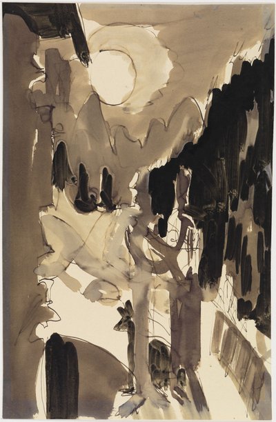Pár v měsíčním světle před domem od Ernst Ludwig Kirchner