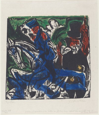 Podivuhodný příběh Petera Schlemihla: Schlemihl na cestě potkává malého šedého muže od Ernst Ludwig Kirchner