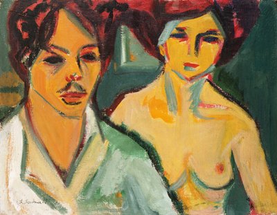 Autoportrét s modelkou, 1905 od Ernst Ludwig Kirchner