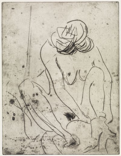 Dívka, která se utírá / Dvě koupající se ženy od Ernst Ludwig Kirchner