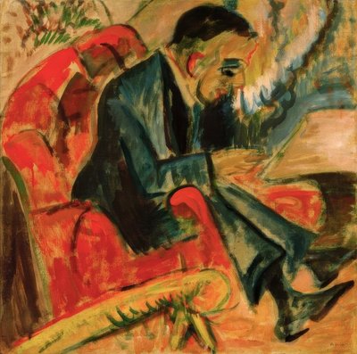 Sedící muž na lavičce v parku od Ernst Ludwig Kirchner