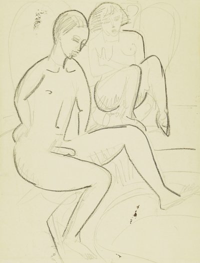 Mladý pár v koupelně od Ernst Ludwig Kirchner