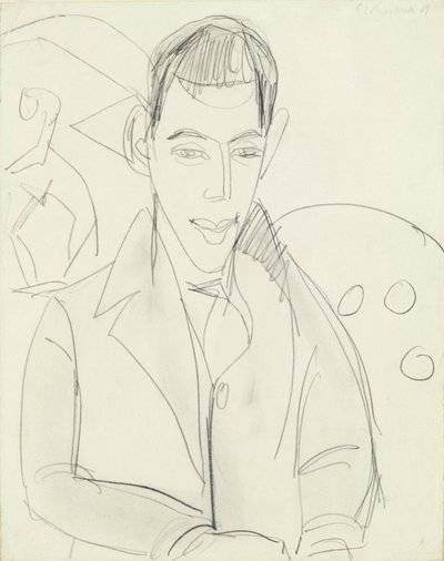 Mladý básník (Simon Guttmann), 1911 (grafit na papíře) od Ernst Ludwig Kirchner