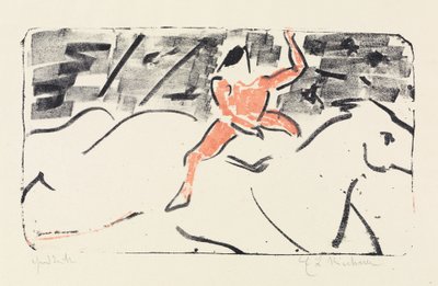 Cirkusový jezdec na šedákovi (žokej) od Ernst Ludwig Kirchner
