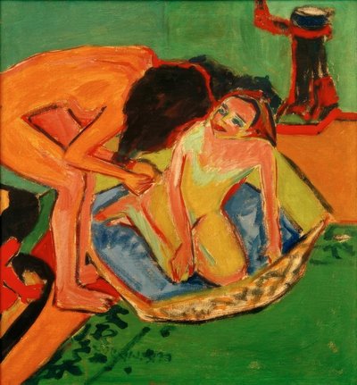 Dva akty s vanou a troubou od Ernst Ludwig Kirchner