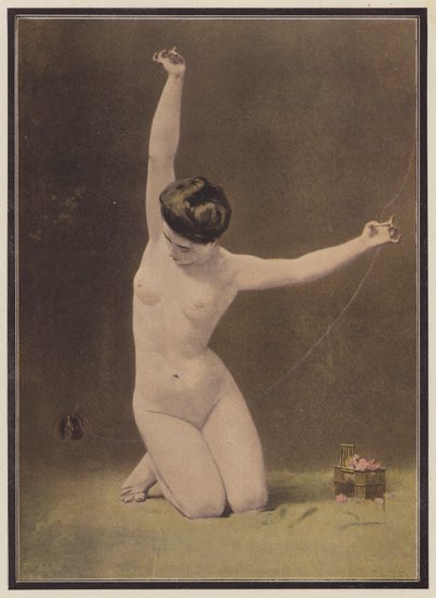 Žena a pták (barva litho) od Ernst Philippe Zacharie