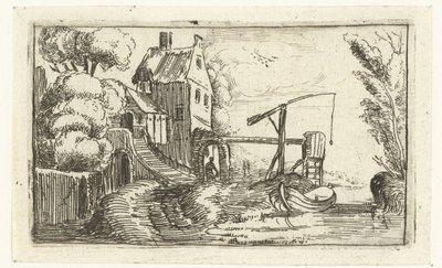 Dům nebo továrna na kanálu Malé krajiny (název série) od Esaias van de Velde (rejected attribution)