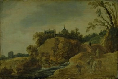 Skalnatá krajina s hradem od Esaias van de Velde