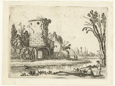 Kulatá věž s branou Malé krajiny (název série) od Esaias van de Velde