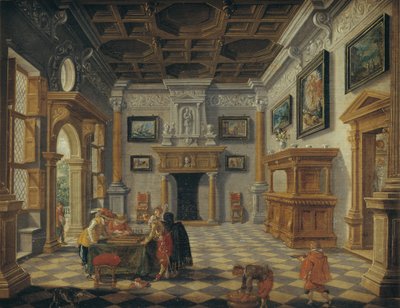 Přepychový renesanční interiér s přehrávači Tric-Trac od Esaias van de Velde