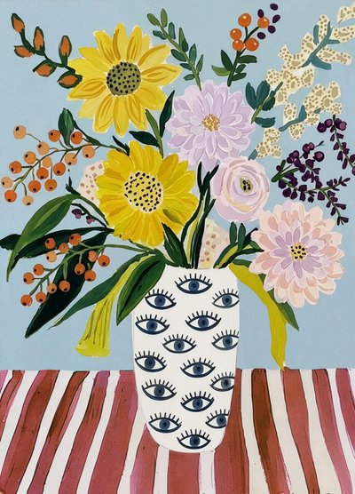 Váza Eye s veselými květinami od Essa Van Reis