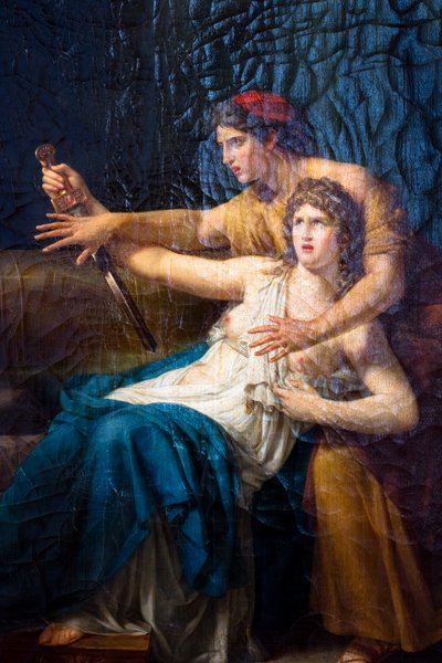 Oenone zabrání Faedře spáchat sebevraždu od Etienne-Barthelemy Garnier