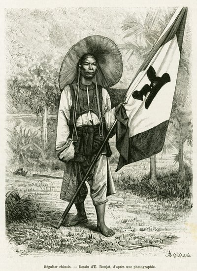 Čínská vláda. Rytina od E.Ronjata podle fotografie k ilustraci příběhu Trente mois au Tonkin v roce 1884, od doktora Hocquarda, in le tour du monde 1889, režie Edouard Charton (1807-1890), Hachette, Paříž. od Etienne Antoine Eugene Ronjat