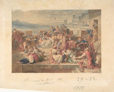 Priam a jeho rodina truchlí po smrti Hectora, n. d. od Etienne Barthelemy Garnier