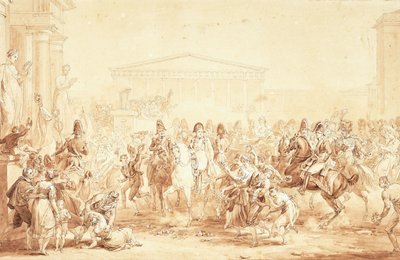 Příjezd císaře Napoleona I. s císařovnou Marií-Louise do Hotel de Ville v Paříži, od Etienne Barthelemy Garnier