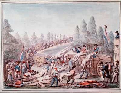 Přeprava mrtvol během revoluce (Akvarel, cca 1790) od Etienne Bericourt