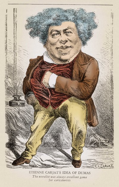 Portrét Alexandra DUMASE (1803-1870), otec: karikatura Etienna Carjata. od Etienne Carjat
