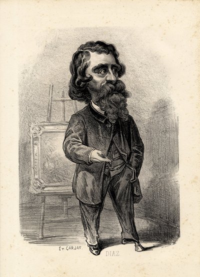 létající list - Ilustrace Etienne Carjat (1826-1906): Umění - Malíři, Diaz Narcisse Diaz de la Pena (1807-1876) od Etienne Carjat