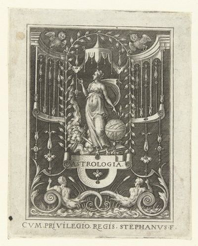 Astrologie ASTROLOGIE. (název na objektu) Čtyři svobodná umění, perspektiva a architektura, reprezentovaná ženami (pozdější verze) (název série) od Etienne Delaune