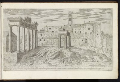 Forum Romanum v Římě Bouwwerken uit de oudheid (název série) Pozůstatky starověkého Říma shromážděné a vyfotografované v perspektivě Stefano Du Perac Parisino (název série na objektu) od Etienne Duperac