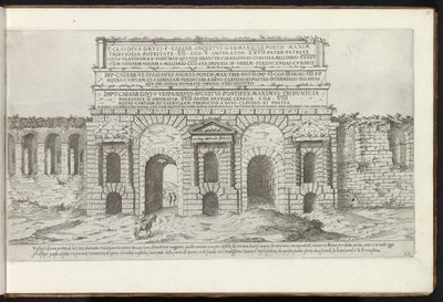 Porta Maggiore te Rome Bouwwerken uit de oudheid (název série) Pozůstatky starověku Říma shromážděné a portréty v perspektivě Stefano Du Perac Parisino (název série na objektu) od Etienne Duperac