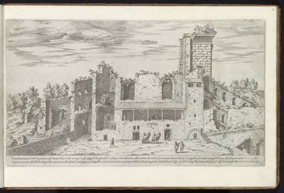 Ruiny Quirinale v Římě Bouwwerken uit de oudheid (název série) Pozůstatky starověkého Říma shromážděné a vyfotografované v perspektivě Stefano Du Perac Parisino (název série na objektu) od Etienne Duperac