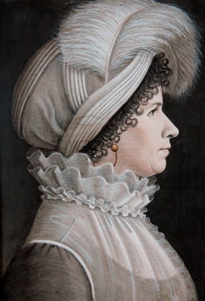 Portrét ženy v klobouku zdobeném peřím (pastel na papíře) od Etienne Esperance Bouchardy
