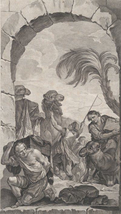 Kaple Nalezenců v Paříži: The Suite of the Magi: velbloudáři a nosiči..., 1756. od Etienne Fessard