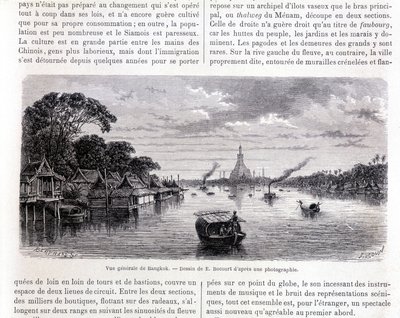 Celkový pohled na Bangkok. Kresba E. Bocourt. od Etienne Gabriel Bocourt