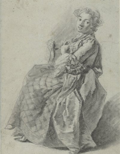 Studie sedící mladé ženy, vlevo od Etienne Jeaurat (attributed to)