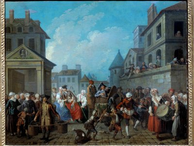 Karneval v ulicích Paříže Obraz Etienna Jeaurata (1699-1789) 1757. Rozměr 0,65 x 0,82 m Paříž, Musee Carnavalet od Étienne Jeaurat