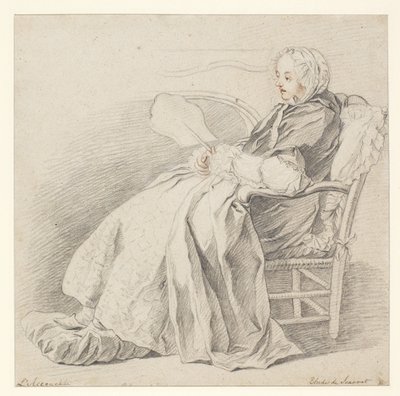 Studie pro LAccouchée, cca 1750 (křída na papíře) od Étienne Jeaurat