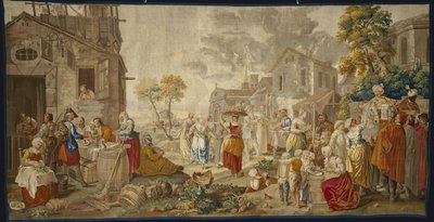 Venkovní trh, z vesnických slavností, 1775-89 od Étienne Jeaurat
