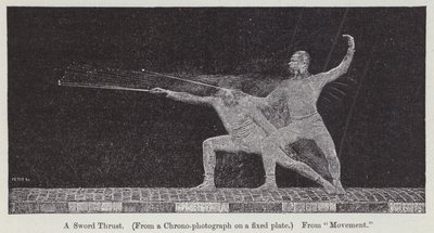 Chronofotografie ukazující pohyb spojený s tahem meče (rytina) od Etienne Jules Marey