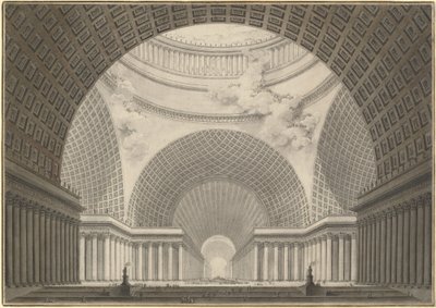 Perspektivní pohled na interiér metropolitního kostela od Etienne Louis Boullee