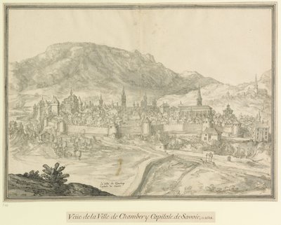 Město Chambery  Hlavní město Savojska: Veüe de la Ville de Chambéry Hlavní město Savojska, v roce 1618 od Etienne Martellange