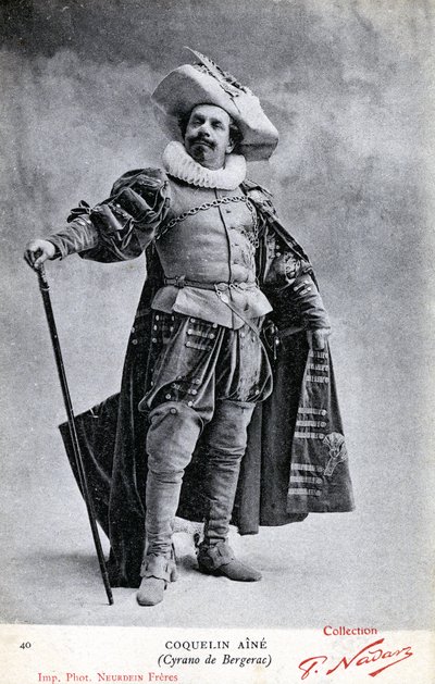 Constant Coquelin alias jako Coquelin aîné (1841 - 1909) v kostýmu Cyrano de Bergerac (foto) od Etienne Neurdein