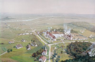 Znovudobytí zámku de Mondement francouzskou armádou 9. září 1914, během první bitvy na Marně, 1915 od Etienne Prosper Berne Bellecour