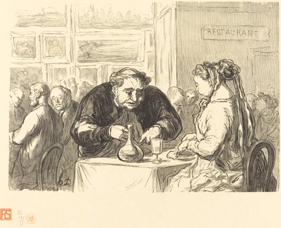V bufetu výstavy výtvarného umění od Etienne after Honoré Daumier