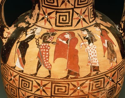 Černofigurová amfora zobrazující soud v Paříži (keramika) od Etruscan