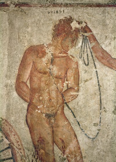 Detail trojského vězně z hrobky Francois ve Vulci, cca 320-280 př.nl (freska) od Etruscan