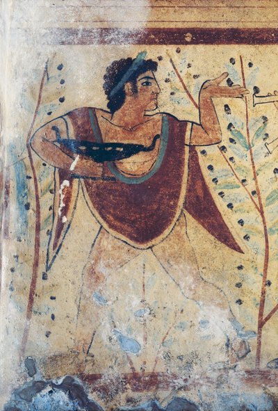 Etruské nekropole, Leopardova hrobka, detail fresky od Etruscan